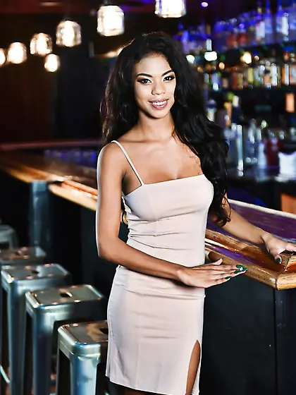 Awesome Ebony girl picked up and fucked in the smooth vagina in