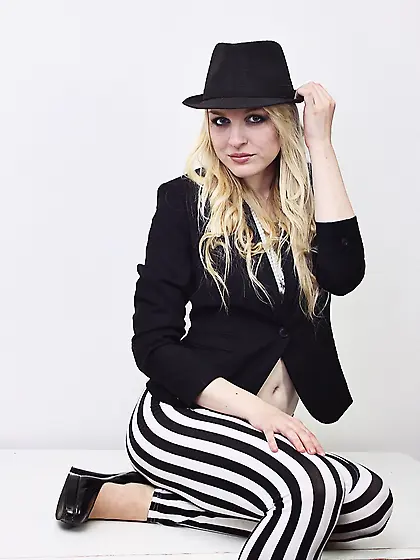 Blonde beauty Bella Lei is in nothing but high heeled shoes when