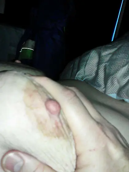 Wendy's saggy redhead tits exposed by husband