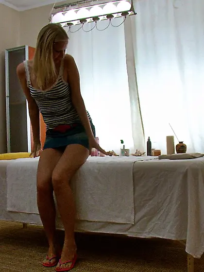 Dude enjoys himself while playing with a timid,  innocent blonde