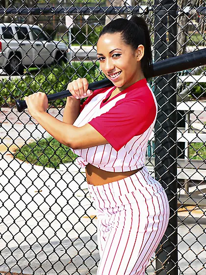 Latin slut plays baseball