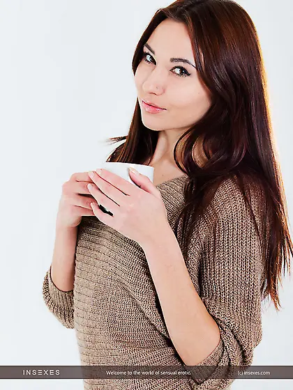 Lusty brunette delicious boobs