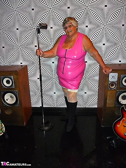 Handsome blonde granny wearing