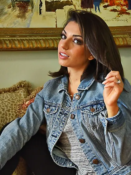 Petite brunette takes clothes