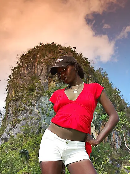 Adorable black chick red