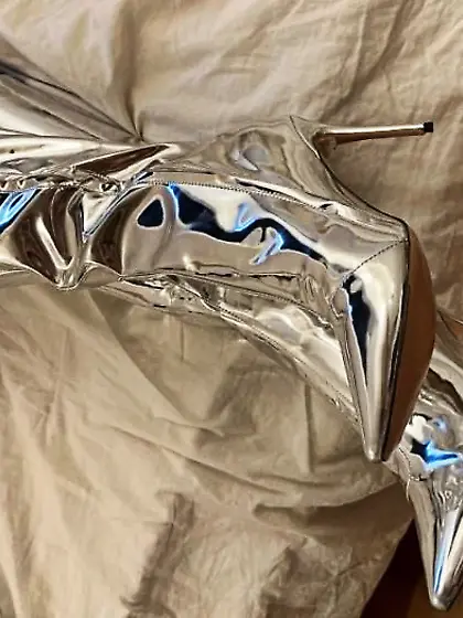 Silver High Heel Patent Boots