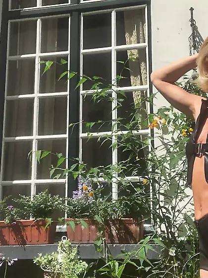 Leather shorts outside