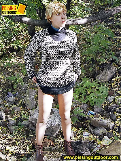 Outdoor pissing on stones