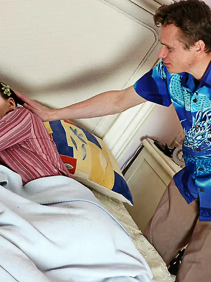 Sleepy girl waked older