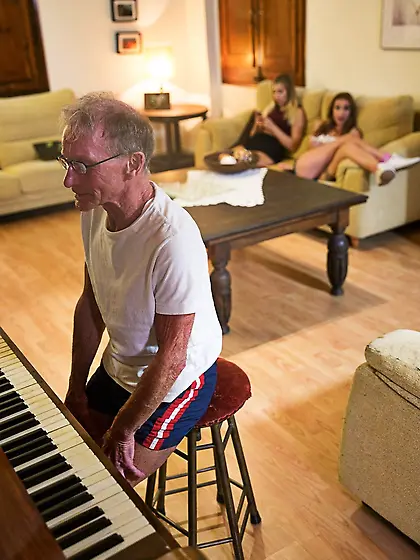 Adorable blondie here is going to fuck a very old and kinky guy