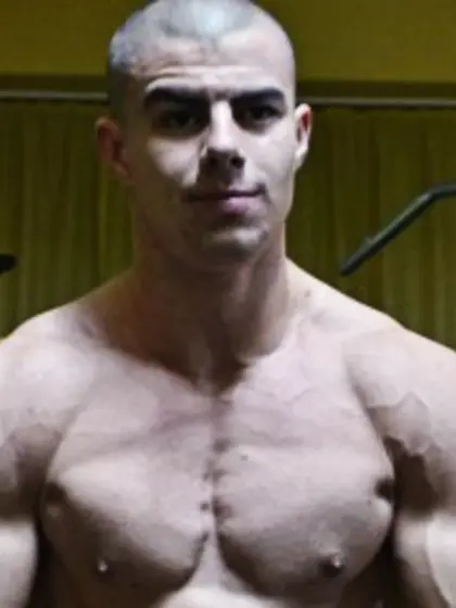 Brunette Young Man Muscleboy Close Up.
