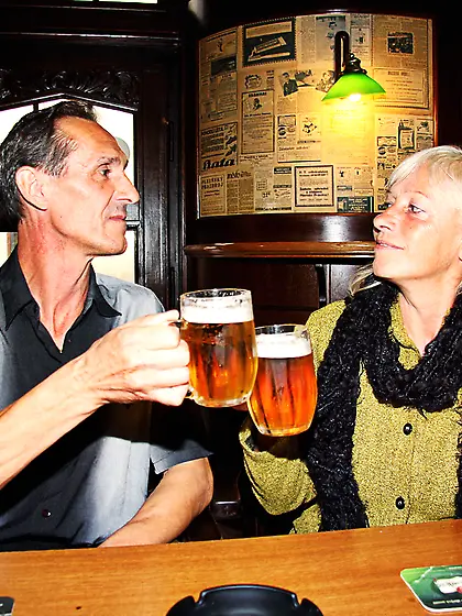 Senior couple shagging young