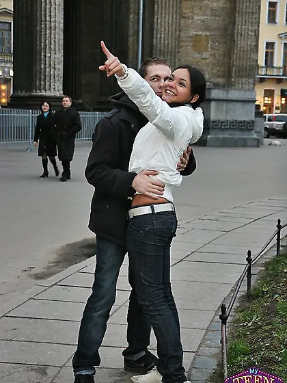 Cute teen brunette Valeska Nubiles gets her sexy bald pussy fill