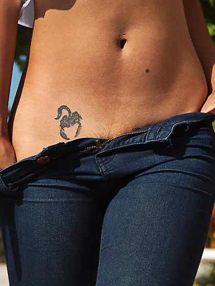 Tart tight jeans braless