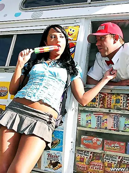 Raven haired girl Deena Daniel in mini skirt gets seduced and fu