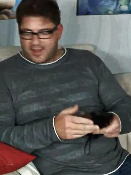 Fat dude enjoying deep