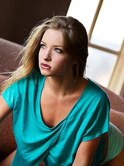 Sensual brunette playfull-smile shows-off