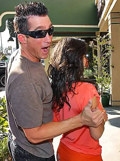 Big titted latina bimbo Charley Chase in red dress and white pan