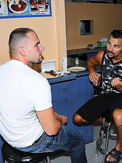 Slutty latina Cali Rider with tight bald pussy gets picked up an