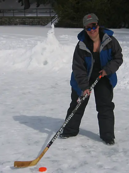 Liz busy getting naked in the snow