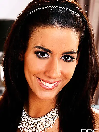 Adorable brunette girl Vanessa Black gets rid of her panties and