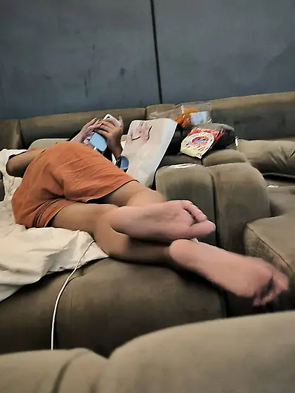 Feet at a hot spring rest area