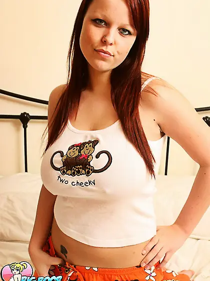 Tempting redhead orange pants