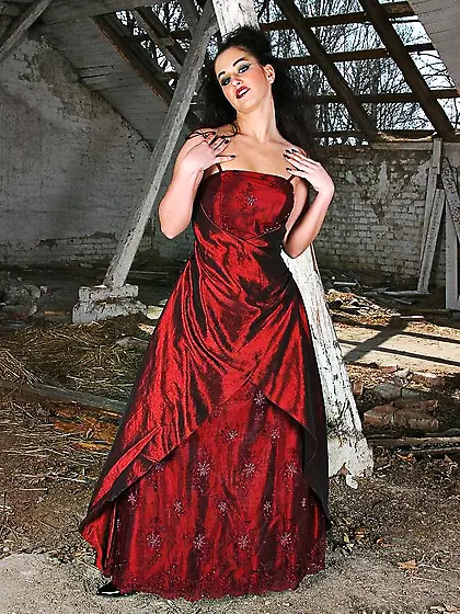 Evil princess in a red dress is ready for some nasty action,  hot