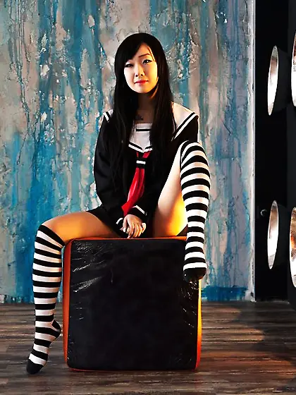 Asian teen brown hair