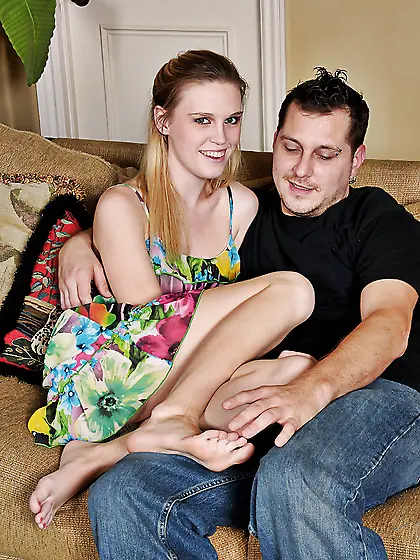 Male with pierced eyebrow and penis fucks young cutie's hairy sn