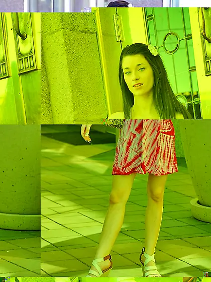 Brunette sweetie Lacy Channing removes her dress and exposes her