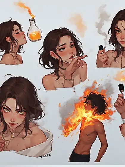 Sexy Smoking Hot Fire Church Coven Gals Light Men