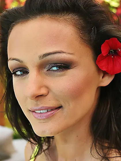 Charming small titted brunette Cameron Cruise in opaque stocking