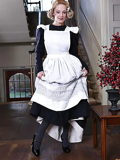 Pleasant British maid with huge boobs gladdens employer with nak