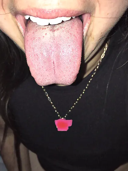 Hotwife likes to show off her cumstained tongue