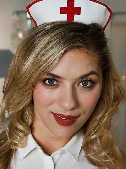 Cute teen nurse surprised