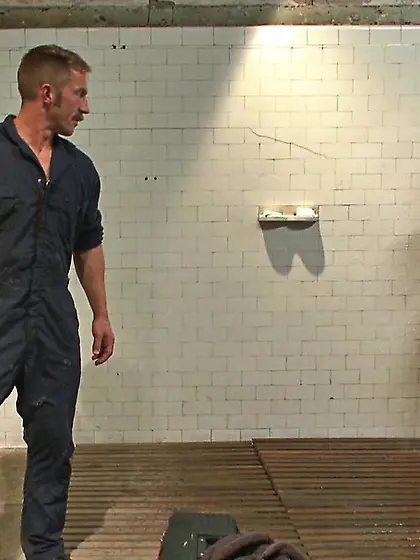 Hogtied gagged lad spanked