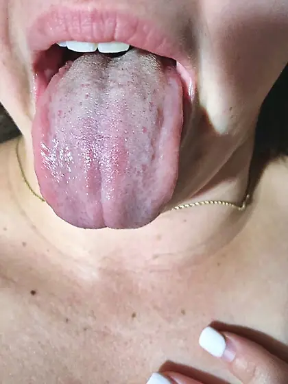 Hotwife likes to show off her cumstained tongue