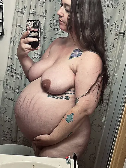 Pregnant hairy girlfriend huge tits great ass bush