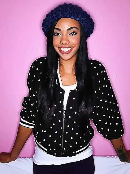 Ebony teen blue cap