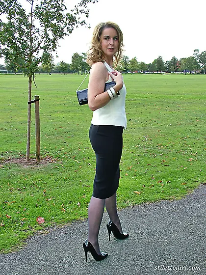 Beautiful black stockings high heels