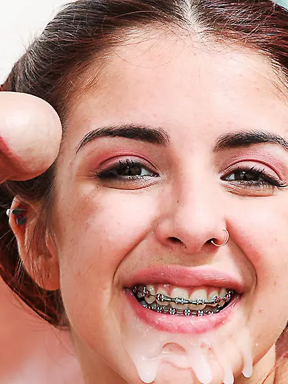 Brace faced Teens covered in cum