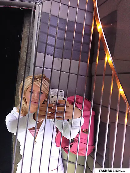 Blonde temptress outfit poses