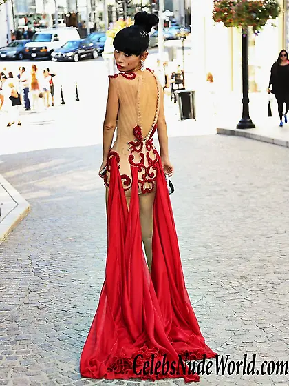 Bai Ling Pantyless And Nipples In A See Through Dress Celebratin
