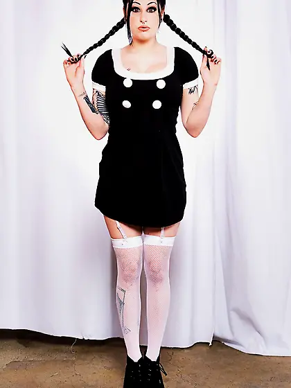 Lovely goth babe pigtails