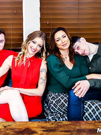 Great taboo foursome XXX scene with Cassie Del Isla and Barbie F