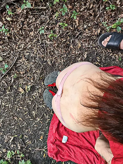 Epic outdoor facial submission