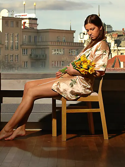 Cute teen chick Eufrat strips her clothes and teases us with her