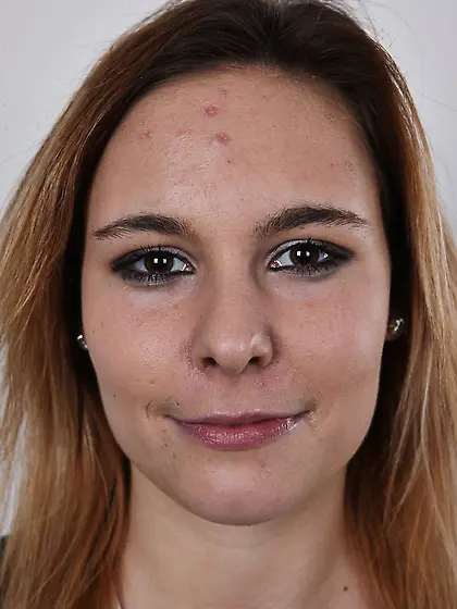 Girl with small twins knows well her way around laying oversized