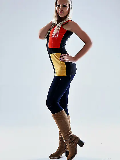 Adorable teenage bitch takes off her sexy outfit and displays he